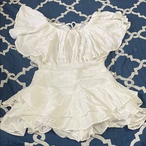 Elegant White Ruffled Chemise
